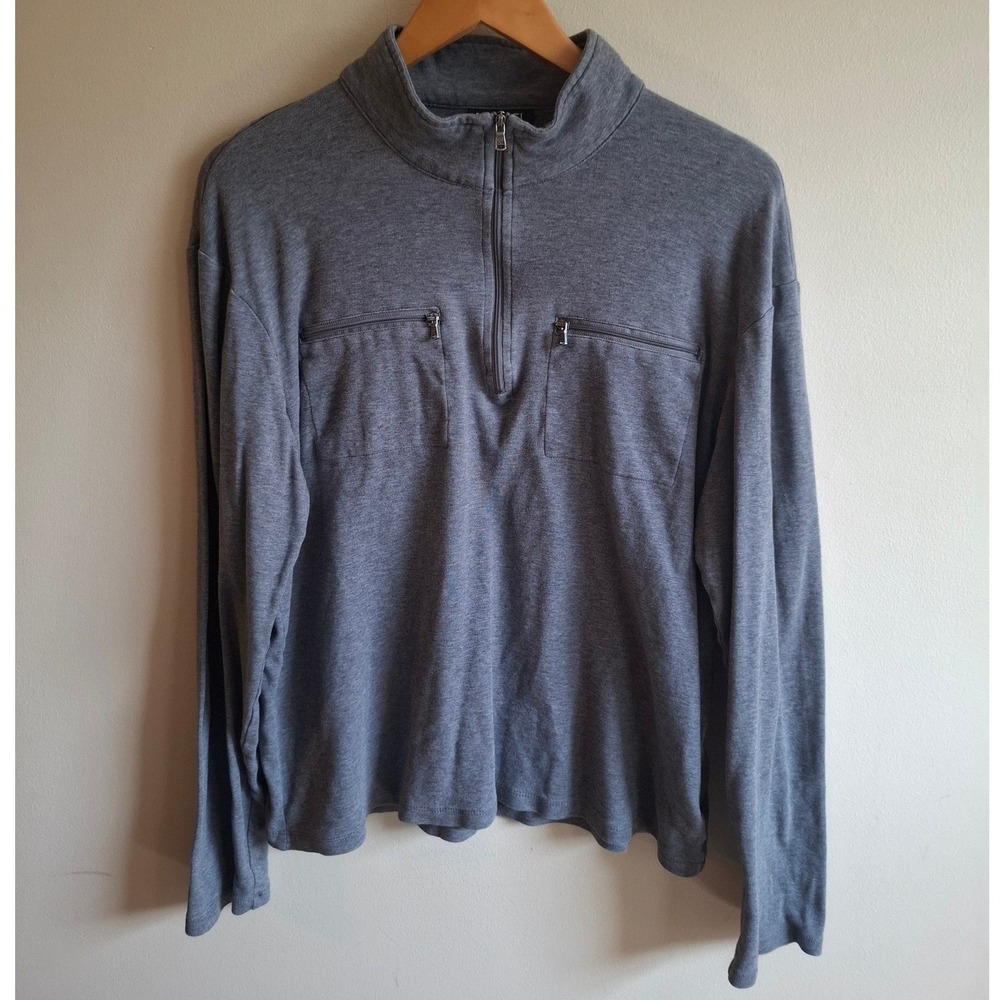 Michael Kors Gray Longsleeve Shirt 1/4 Zip Minimalist Lightweight Cotton Sz L
